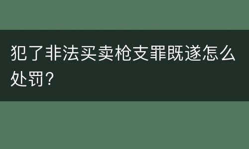 犯了非法买卖枪支罪既遂怎么处罚?