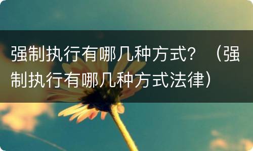 强制执行有哪几种方式？（强制执行有哪几种方式法律）