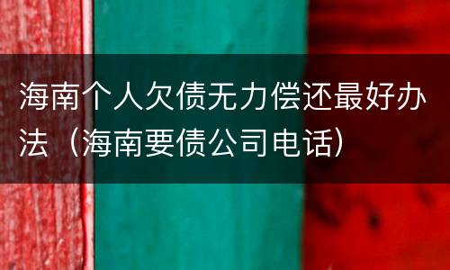 海南个人欠债无力偿还最好办法（海南要债公司电话）