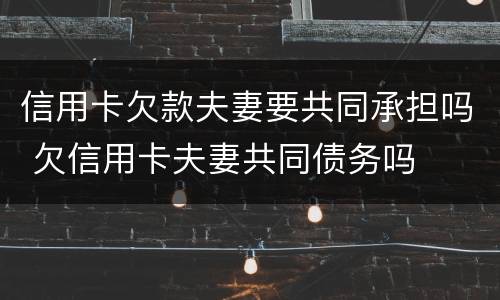 信用卡欠款夫妻要共同承担吗 欠信用卡夫妻共同债务吗