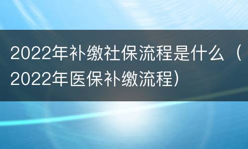 2022年补缴社保流程是什么（2022年医保补缴流程）