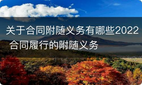 关于合同附随义务有哪些2022 合同履行的附随义务