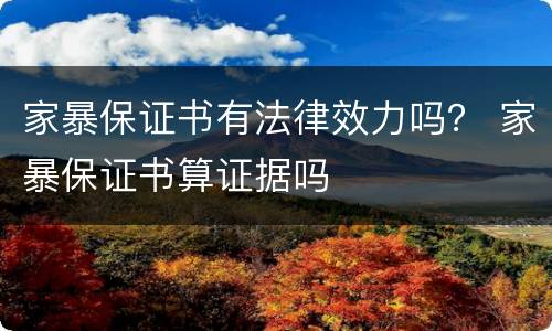 家暴保证书有法律效力吗？ 家暴保证书算证据吗