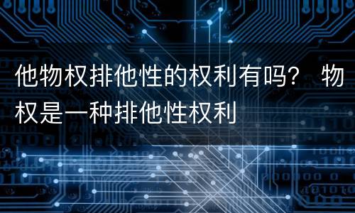 他物权排他性的权利有吗？ 物权是一种排他性权利