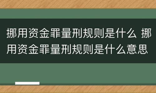 挪用资金罪量刑规则是什么 挪用资金罪量刑规则是什么意思
