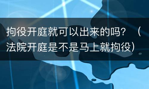 拘役开庭就可以出来的吗？（法院开庭是不是马上就拘役）