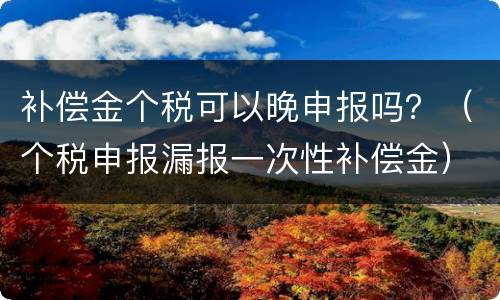 补偿金个税可以晚申报吗？（个税申报漏报一次性补偿金）