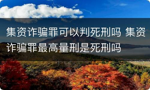 集资诈骗罪可以判死刑吗 集资诈骗罪最高量刑是死刑吗