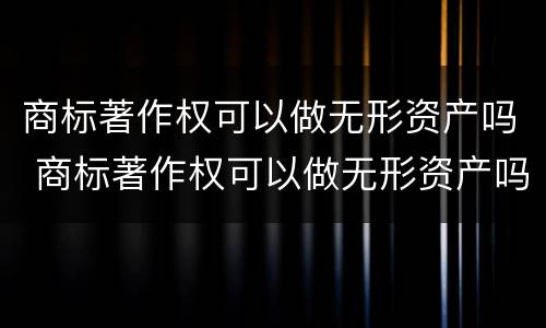 商标著作权可以做无形资产吗 商标著作权可以做无形资产吗为什么