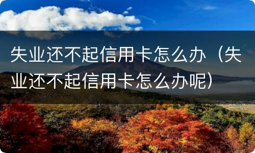 失业还不起信用卡怎么办（失业还不起信用卡怎么办呢）