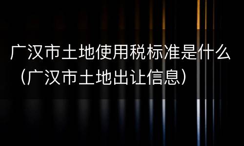 广汉市土地使用税标准是什么（广汉市土地出让信息）