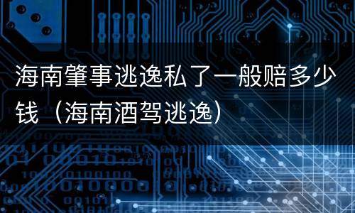 海南肇事逃逸私了一般赔多少钱（海南酒驾逃逸）