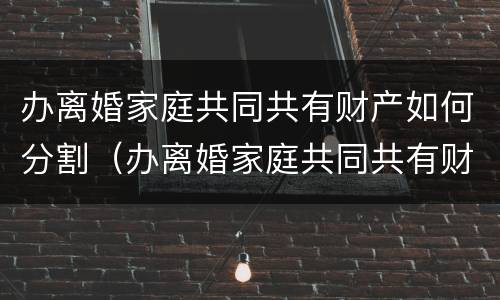 办离婚家庭共同共有财产如何分割（办离婚家庭共同共有财产如何分割呢）