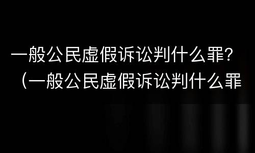 一般公民虚假诉讼判什么罪？（一般公民虚假诉讼判什么罪）