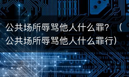 公共场所辱骂他人什么罪？（公共场所辱骂他人什么罪行）