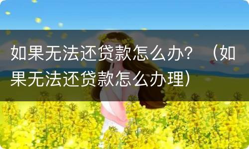 如果无法还贷款怎么办？（如果无法还贷款怎么办理）