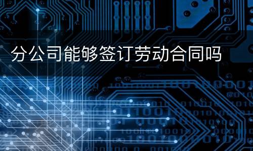 分公司能够签订劳动合同吗