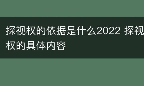 探视权的依据是什么2022 探视权的具体内容