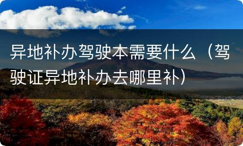 异地补办驾驶本需要什么（驾驶证异地补办去哪里补）