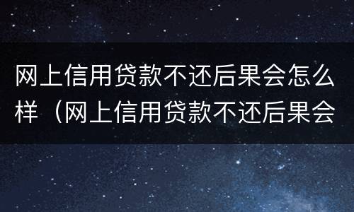 网上信用贷款不还后果会怎么样（网上信用贷款不还后果会怎么样呢）