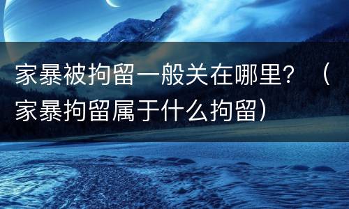 家暴被拘留一般关在哪里？（家暴拘留属于什么拘留）