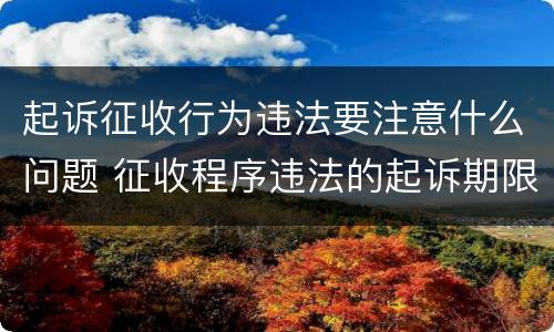 起诉征收行为违法要注意什么问题 征收程序违法的起诉期限