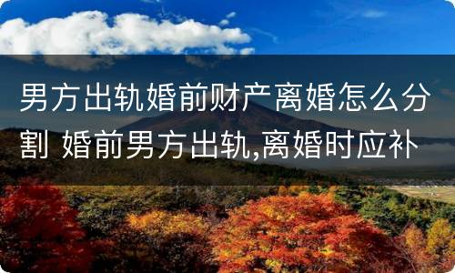 男方出轨婚前财产离婚怎么分割 婚前男方出轨,离婚时应补偿女方什么