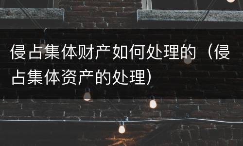 侵占集体财产如何处理的（侵占集体资产的处理）