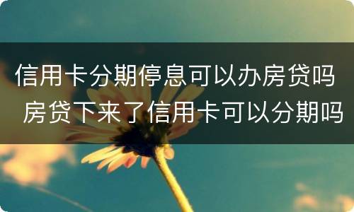 信用卡分期停息可以办房贷吗 房贷下来了信用卡可以分期吗