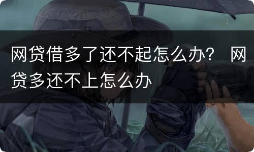 网贷借多了还不起怎么办？ 网贷多还不上怎么办