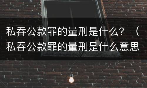 私吞公款罪的量刑是什么？（私吞公款罪的量刑是什么意思）