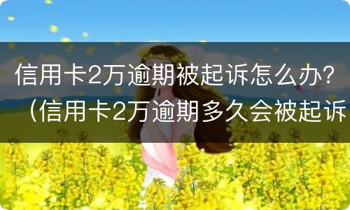 信用卡2万逾期被起诉怎么办？（信用卡2万逾期多久会被起诉）
