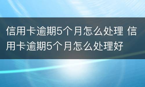 信用卡逾期5个月怎么处理 信用卡逾期5个月怎么处理好