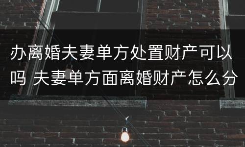 办离婚夫妻单方处置财产可以吗 夫妻单方面离婚财产怎么分配