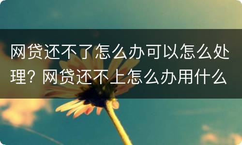 网贷还不了怎么办可以怎么处理? 网贷还不上怎么办用什么办法解决