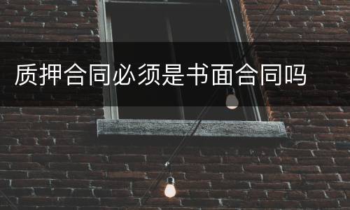 质押合同必须是书面合同吗