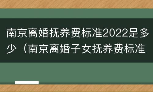 南京离婚抚养费标准2022是多少（南京离婚子女抚养费标准）
