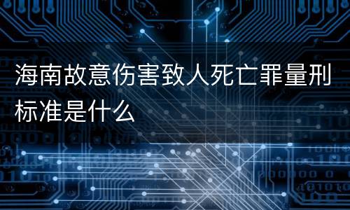 海南故意伤害致人死亡罪量刑标准是什么