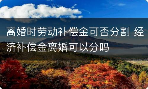 离婚时劳动补偿金可否分割 经济补偿金离婚可以分吗