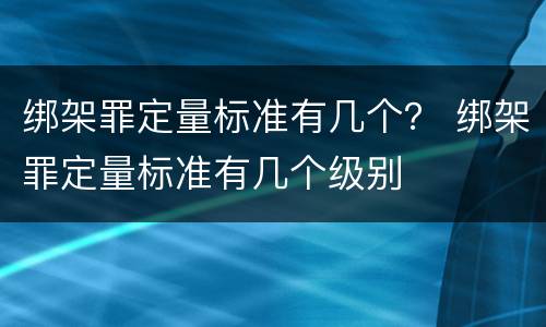 绑架罪定量标准有几个？ 绑架罪定量标准有几个级别