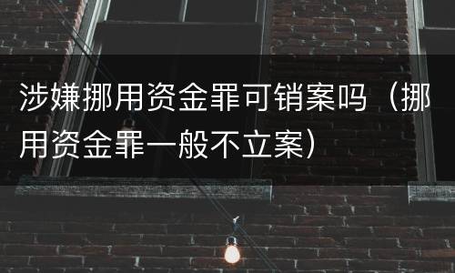 涉嫌挪用资金罪可销案吗（挪用资金罪一般不立案）