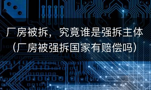 厂房被拆，究竟谁是强拆主体（厂房被强拆国家有赔偿吗）