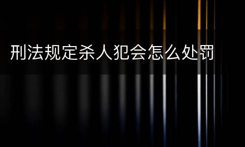 刑法规定杀人犯会怎么处罚