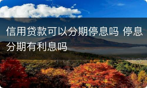 信用贷款可以分期停息吗 停息分期有利息吗