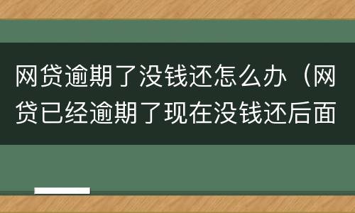 网贷逾期了没钱还怎么办（网贷已经逾期了现在没钱还后面可以还吗）