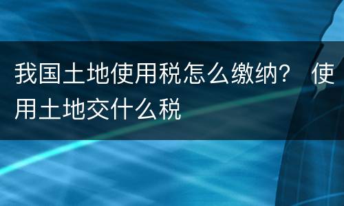 我国土地使用税怎么缴纳？ 使用土地交什么税