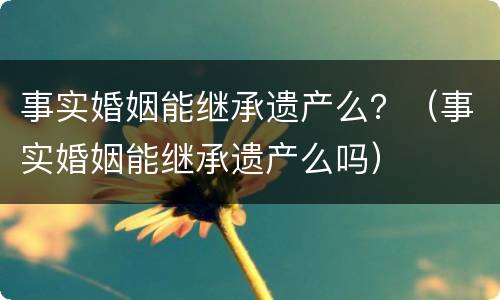 事实婚姻能继承遗产么？（事实婚姻能继承遗产么吗）
