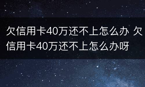 欠信用卡40万还不上怎么办 欠信用卡40万还不上怎么办呀