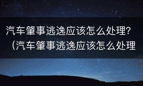 汽车肇事逃逸应该怎么处理？（汽车肇事逃逸应该怎么处理好）