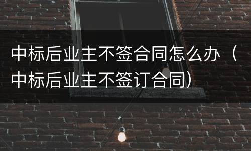 中标后业主不签合同怎么办（中标后业主不签订合同）
